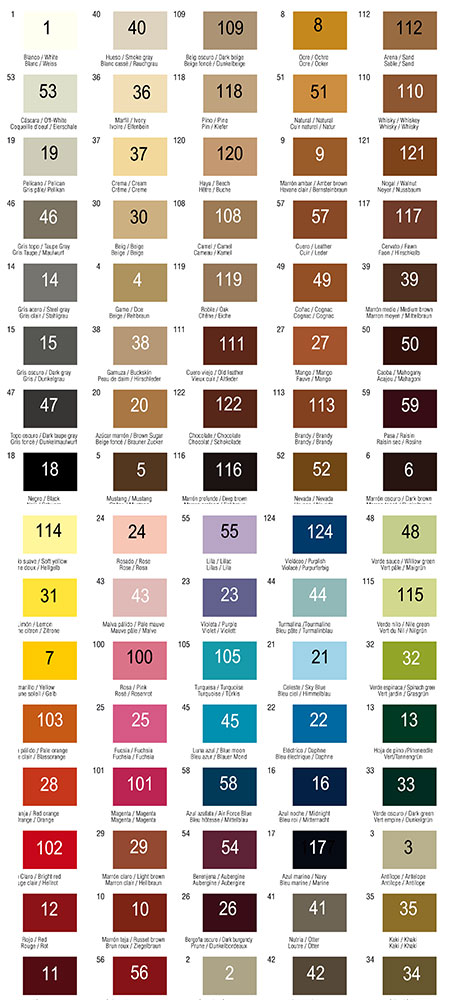 Tarrago Suede Renovator Color Chart
