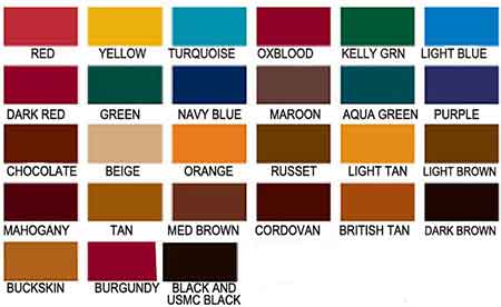 Leather Dye Fiebings Color Chart