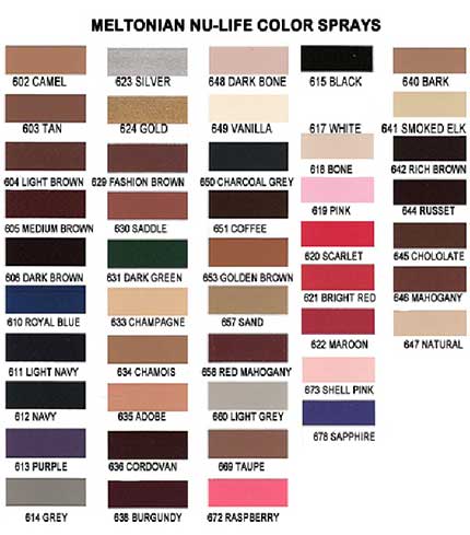 Meltonian Nu Life Color Spray Color Chart